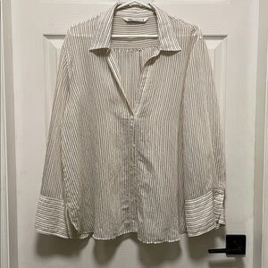 Zara | Semi Sheer |Pinstripe |Collared |Button Down |Wide Cuff |Blouse |Size XXL